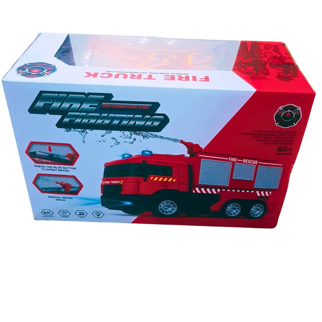 🚒 Fire Fighting RC Deformation Car - Remote Control Fire Truck Toy with Water Spray and Sound Effects | Ages 6 
