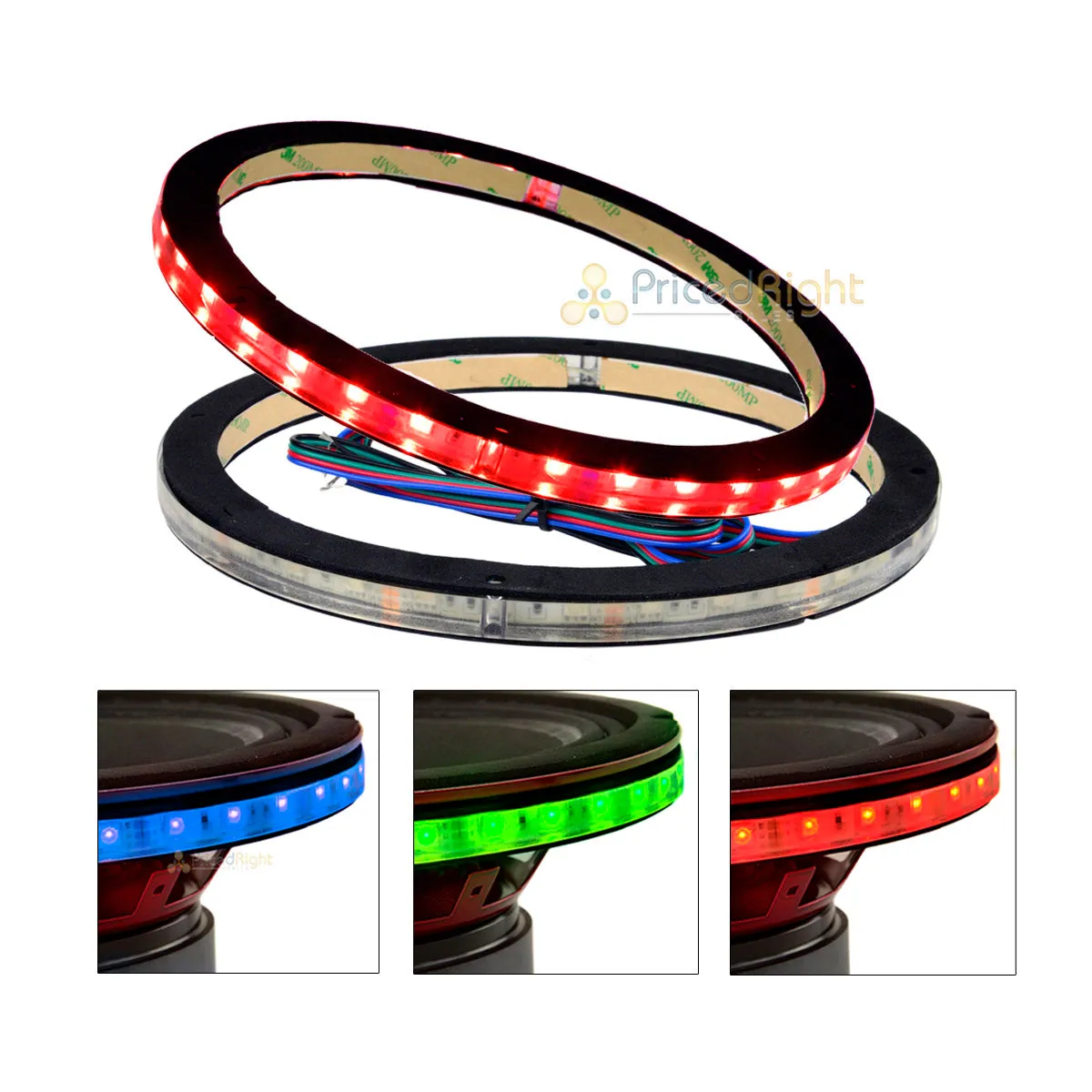 (2) ﻿﻿10 " Waterproof RGB LED Speaker Rings 1/2" Spacer DS18 LRING10 Accent