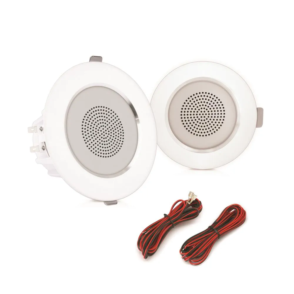 4’’ Ceiling / Wall Speakers, 2-Way Aluminum Frame Speaker Pair, 160 Watt