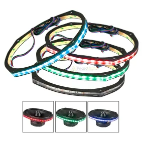 4 Pack DS18 6x9" RGB LED Speaker Ring 1/2" Spacer DS18 LRING69 Waterproof Accent