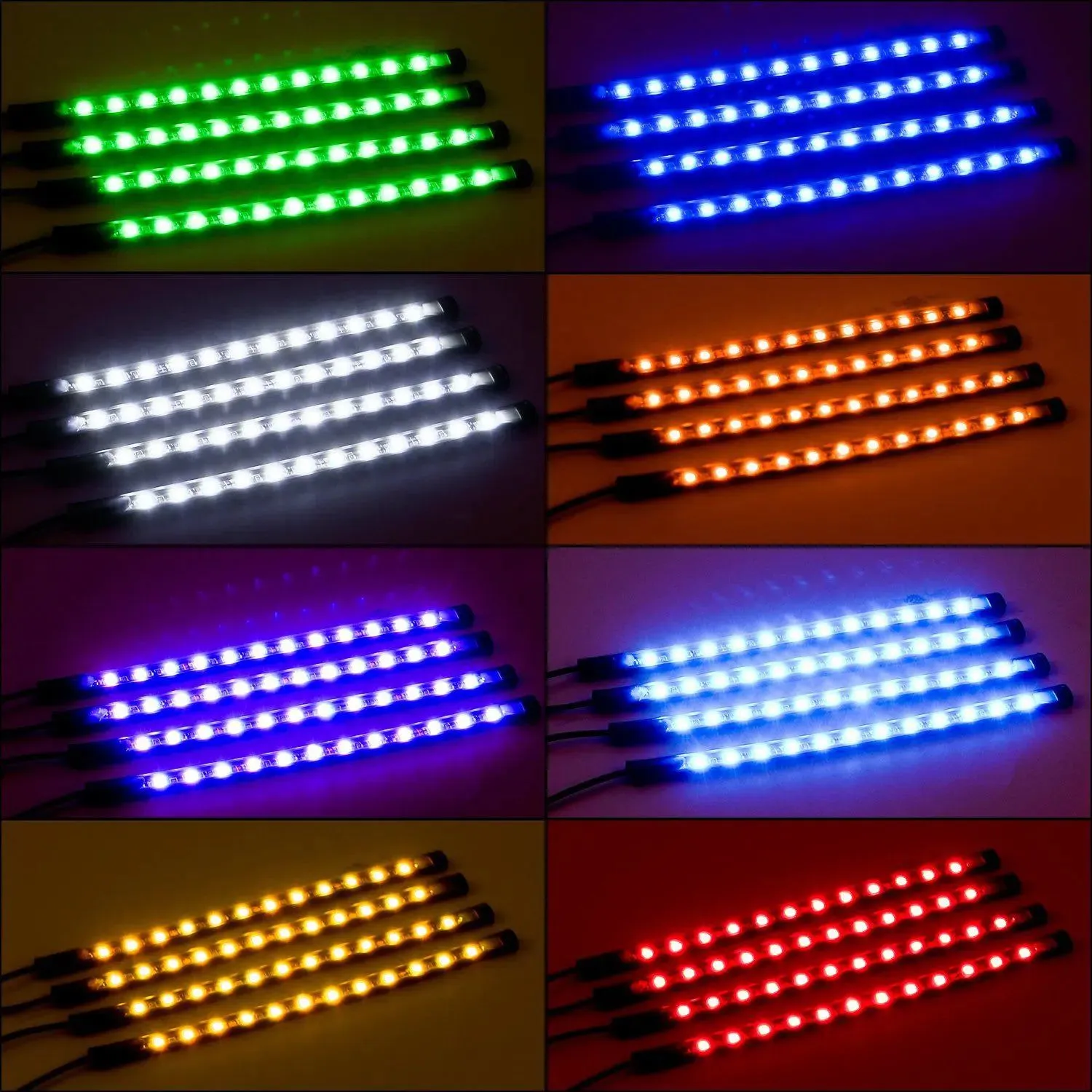 48Leds RGB Interior Light Strip Remote Control 4PCS