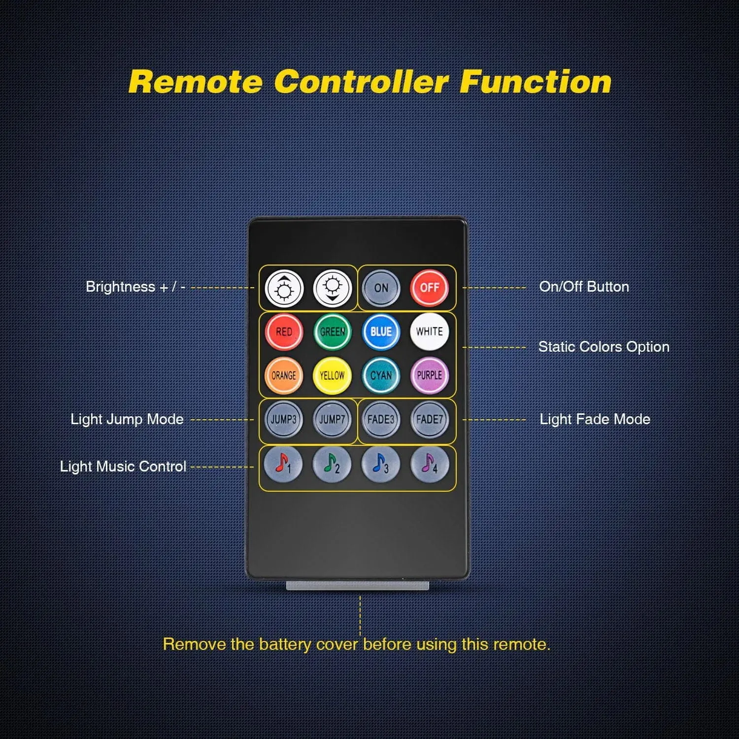48Leds RGB Interior Light Strip Remote Control 4PCS