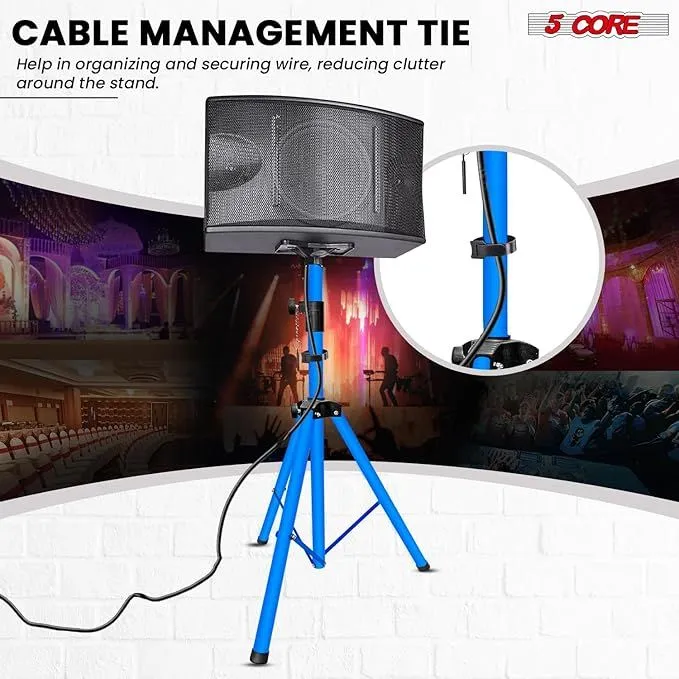 5 Core Speaker Stand Tripod Floor Adjustable Up to 48 Inch DJ Studio Monitor Stands Short Pole Mount - SS HD 1PK SKY BLU 4FT