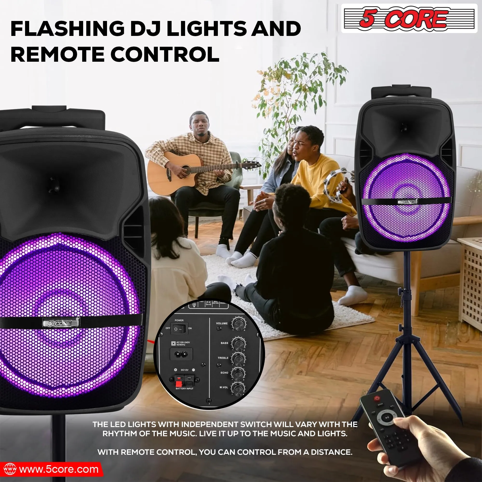 5Core 8 inch PA Portable Bluetooth Party Speaker Karaoke Boombox   2