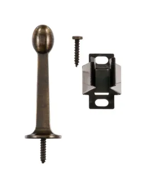 Ace 3 in. W Metal Antique Gold Rigid Door Stop w/Holder Mounts to door and wall