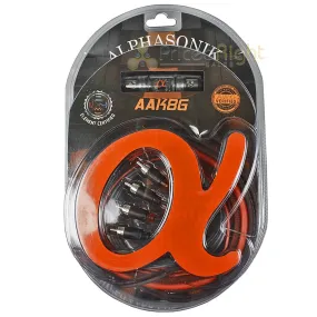 Alphasonik 8 Gauge Amplifier Wiring Kit Orange Power Wire ANL Fuse Style AAK8G