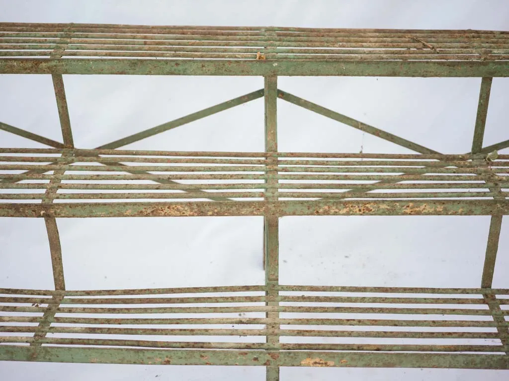 Antique French Arras-style 3-tier iron plant stand w/ rustic green patina 23¾"