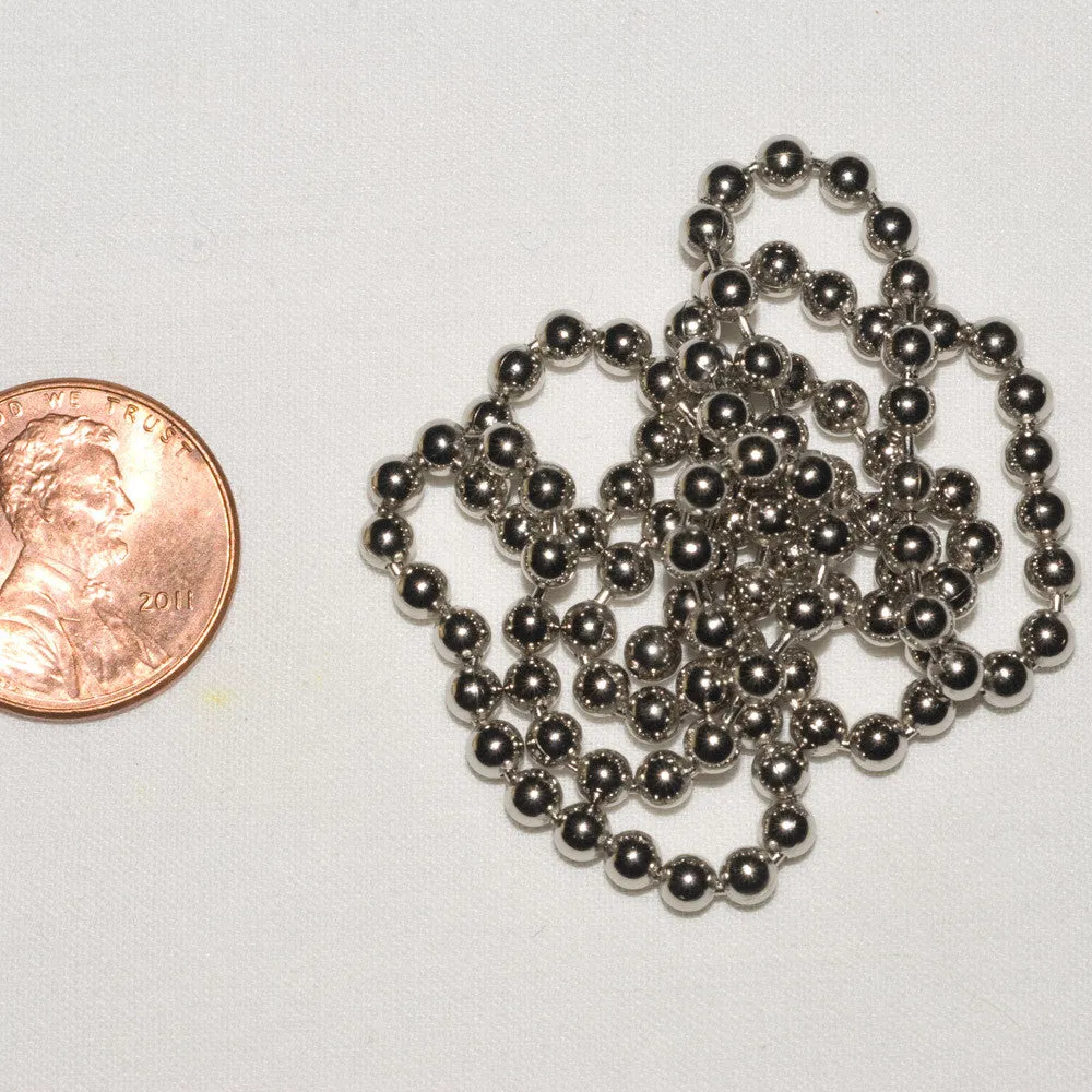 Bead Chain Linked Eyes, Silver 1/8"