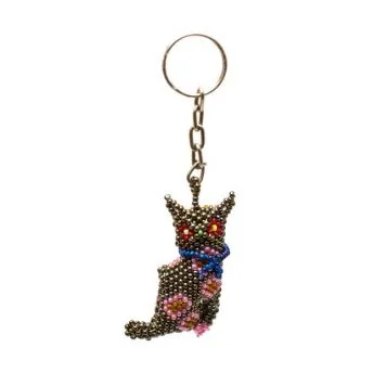 Beaded Cat Keychain