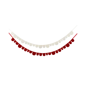 BEC1104 - Red and Cream Scalloped Felt Banner Set