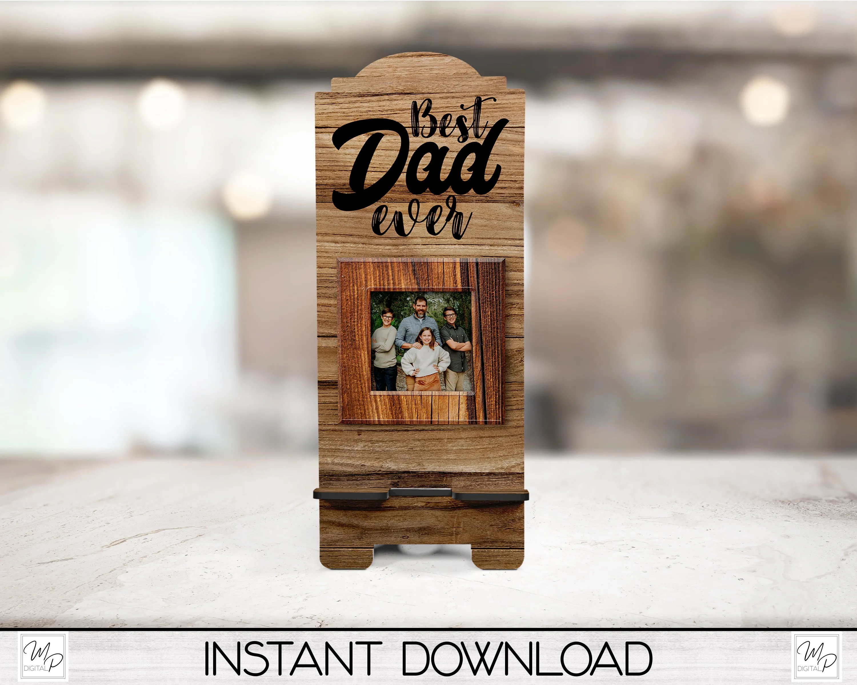 Best Dad Ever Cell Phone Stand PNG for Sublimation Design, Digital Download
