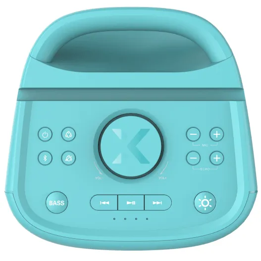 BlueAnt Portable X4 Bluetooth Party Speaker Light Up Microphone Teal Blue