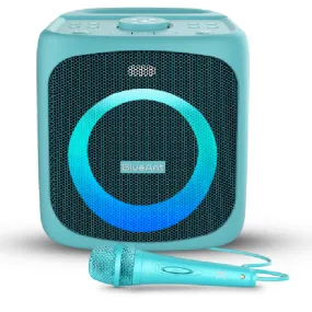 BlueAnt Portable X4 Bluetooth Party Speaker Light Up Microphone Teal Blue