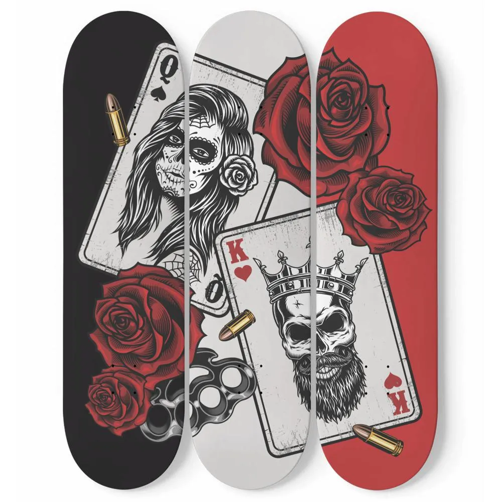 Calavera Catrina Poker King Queen Skateboard Wall Art