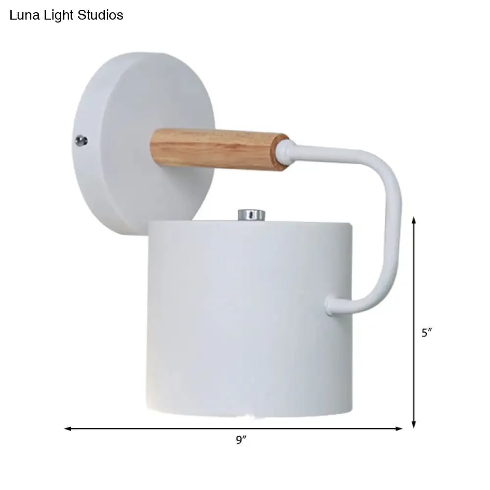 Contemporary Metal Wall Light Sconce - Cylindrical 5" W - Gray/White/Green - Mounts over Table