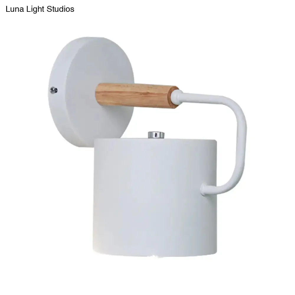 Contemporary Metal Wall Light Sconce - Cylindrical 5" W - Gray/White/Green - Mounts over Table