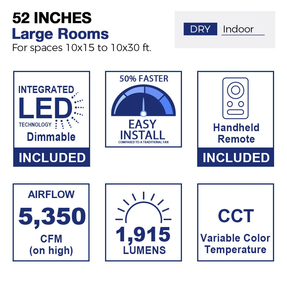 Cresta 52 inch Smart Ceiling Fan with Integrated LED Light and Remote