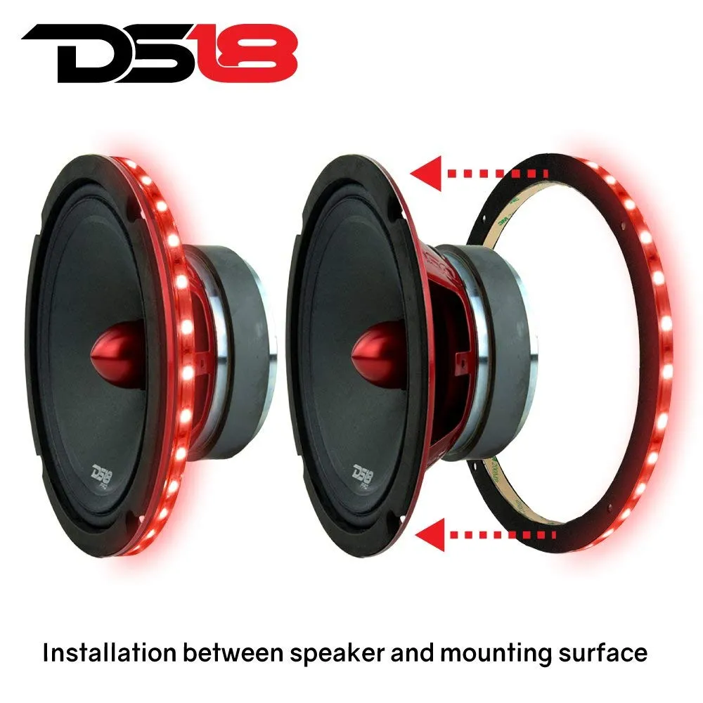 DS18 Single 8" Speaker Ring RGB LED 1/2" Spacer Waterproof Light LRING8