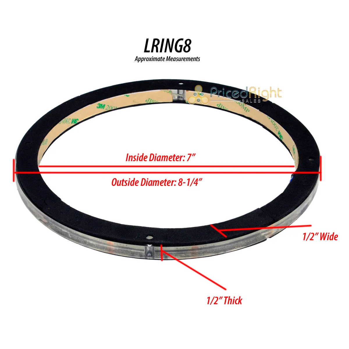 DS18 Single 8" Speaker Ring RGB LED 1/2" Spacer Waterproof Light LRING8