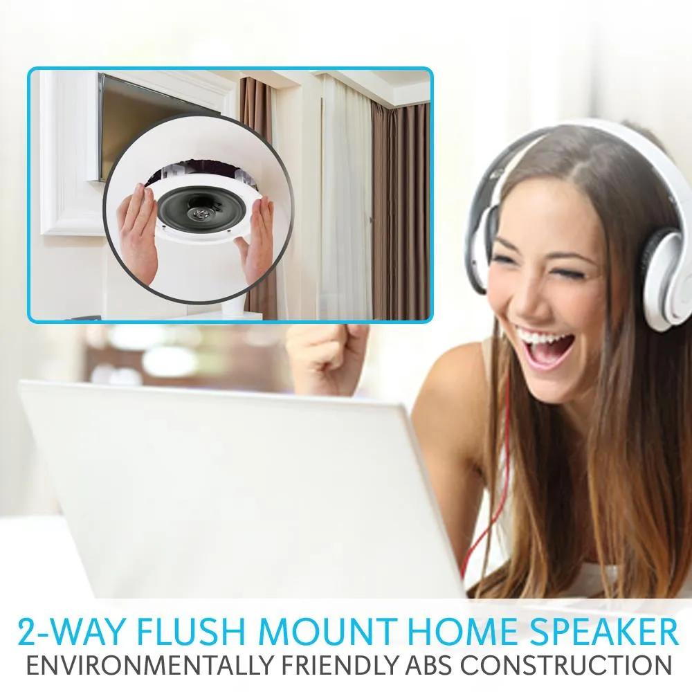 Dual 8’’ Bluetooth Ceiling / Wall Speakers, 2-Way Flush Mount Home Speaker Pair, 250 Watt