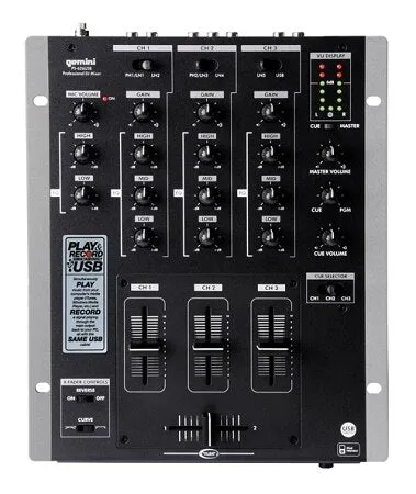 Gemini PS-626USB Pro 3-Channel Stereo Mixer with USB - Open Box Model
