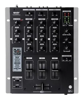 Gemini PS-626USB Pro 3-Channel Stereo Mixer with USB - Open Box Model