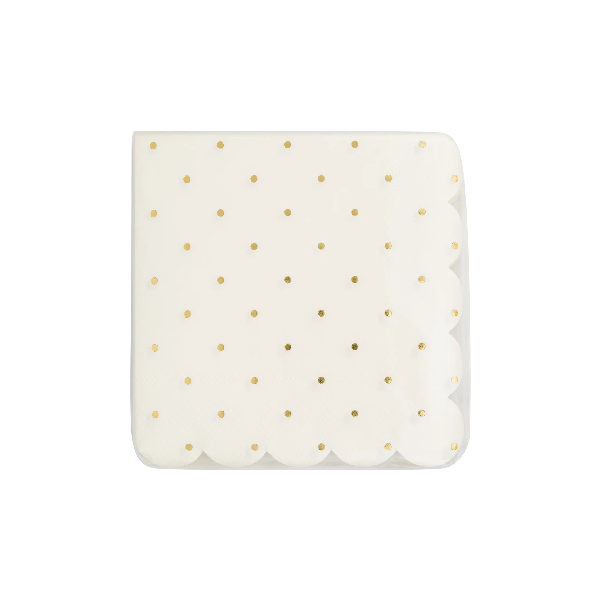 Gold Polka Dot Scalloped Paper Napkin