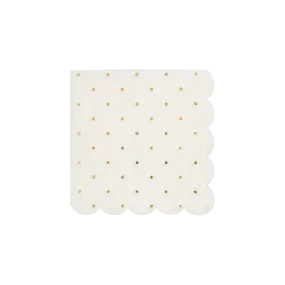 Gold Polka Dot Scalloped Paper Napkin