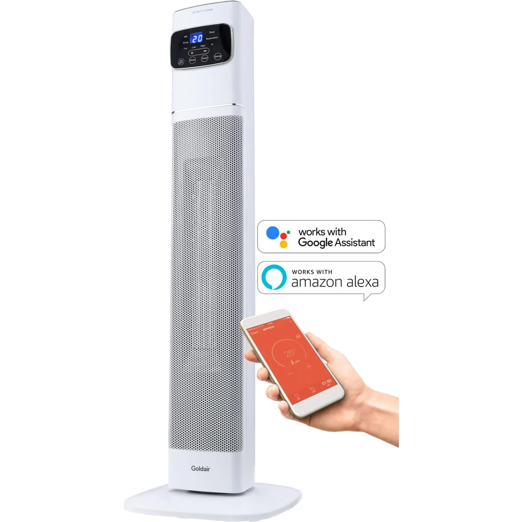 Goldair Smart 2400W Ceramic Tower Heater w/ Wi-Fi