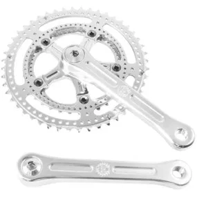 Grand Cru Drillium Cranks - 170mm, 8/9/10 Speed, 48/34t, Square Taper JIS Spindle Interface, Polished Aluminum