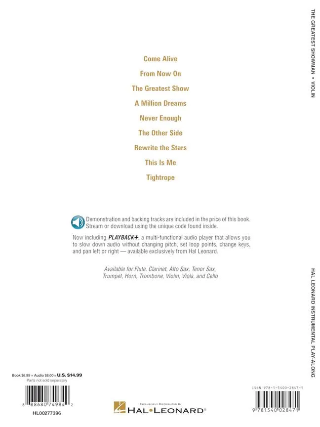 Hal Leonard Instrumental Play-Along: The Greatest Showman - Violin (with Online Audio)