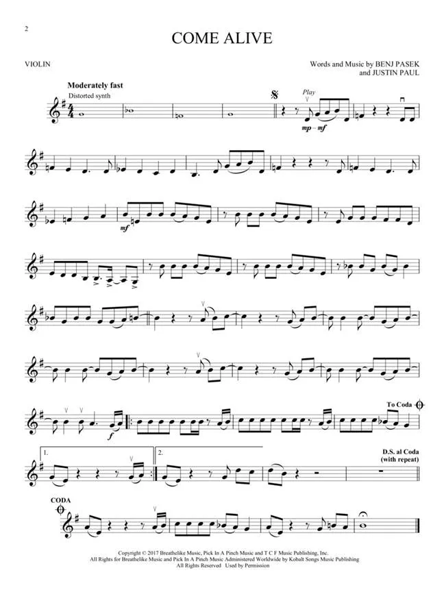 Hal Leonard Instrumental Play-Along: The Greatest Showman - Violin (with Online Audio)