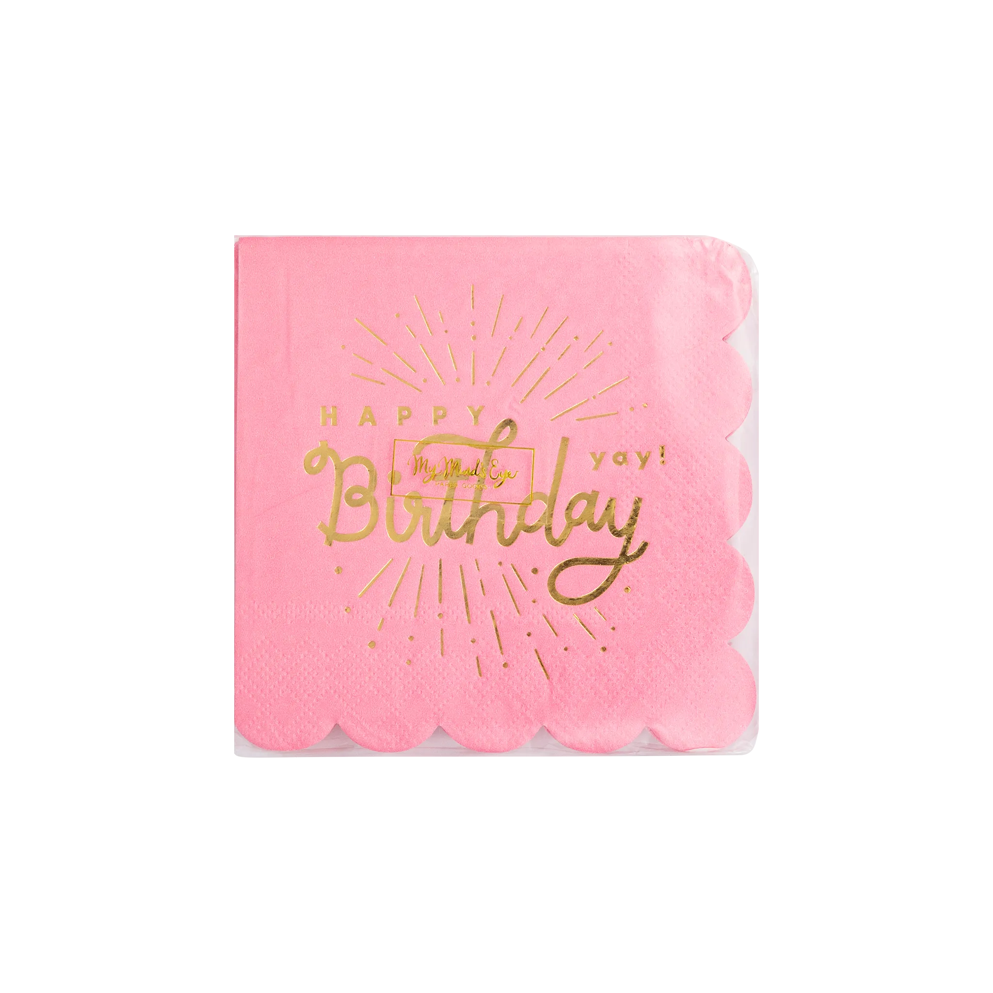 Happy Birthday Pink Paper Cocktail Napkin