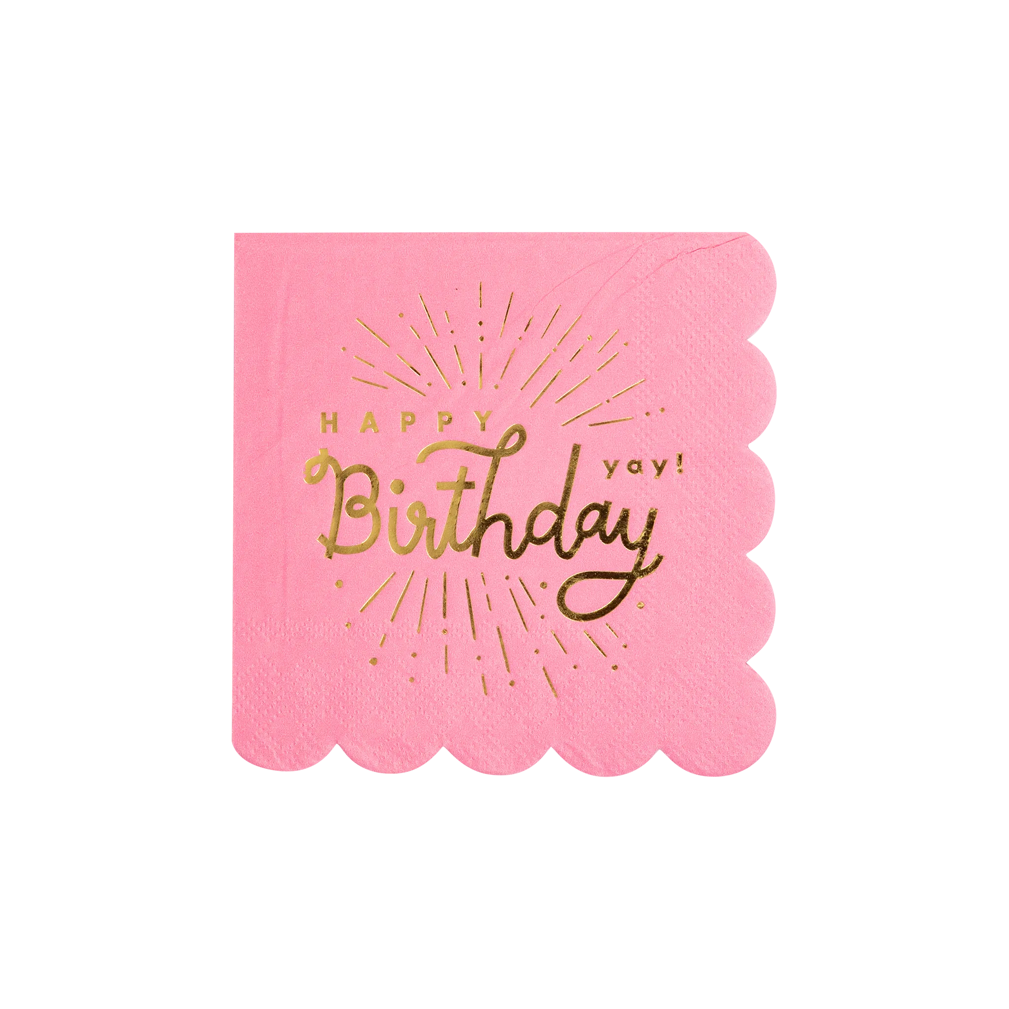 Happy Birthday Pink Paper Cocktail Napkin