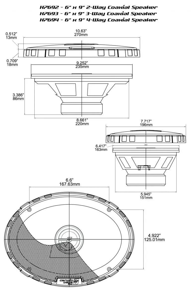 HED Series 6" x 9" 4-Way Coaxial Speakers - H7694