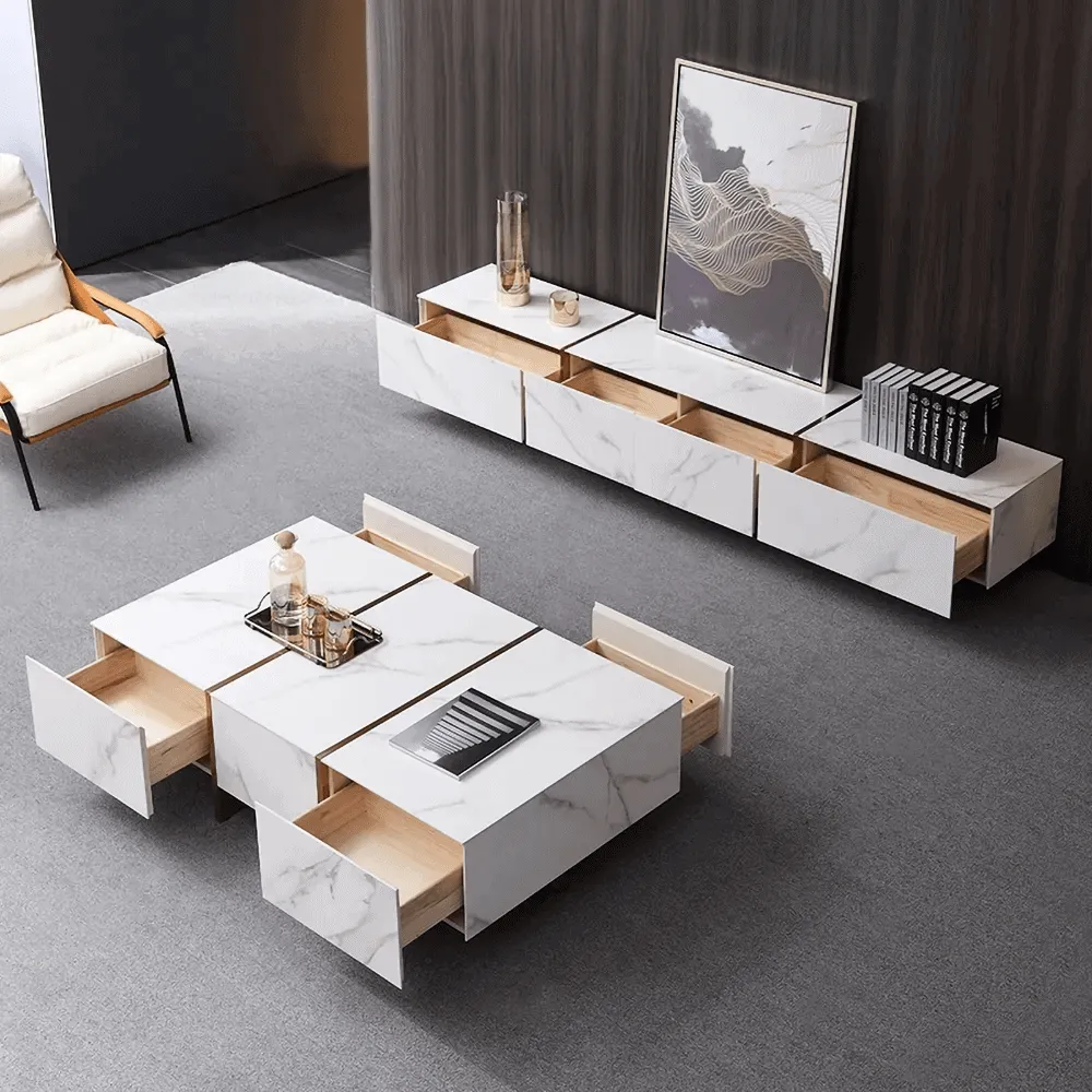 JANICE White Ceramic TV Stand