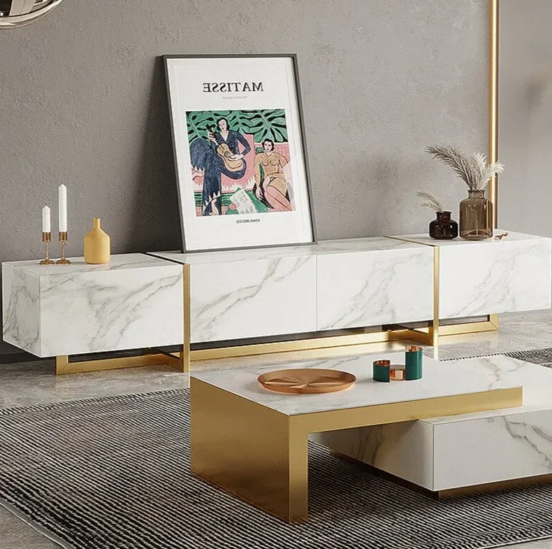 JANICE White Ceramic TV Stand