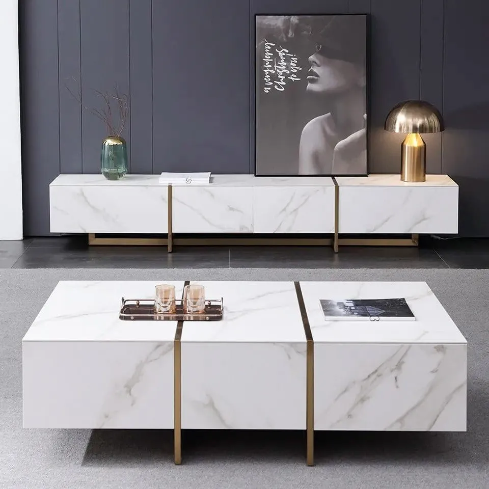 JANICE White Ceramic TV Stand