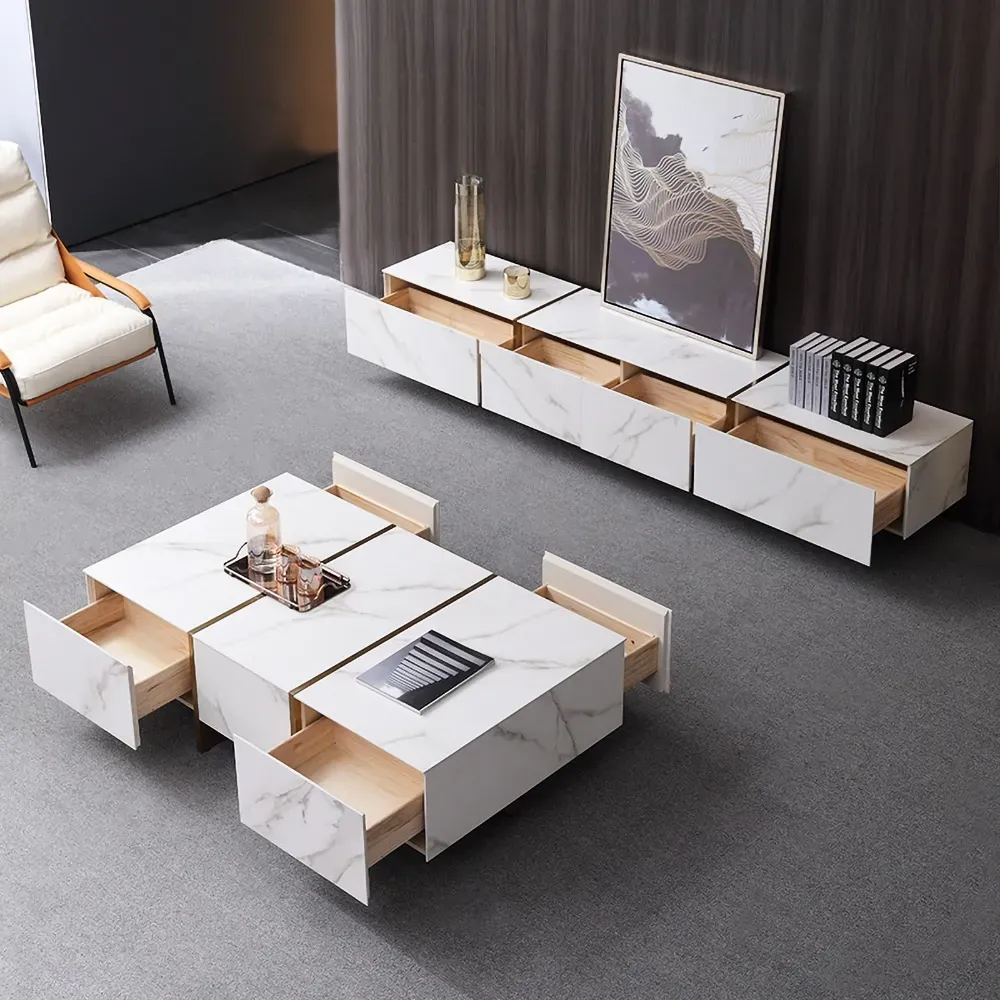 JANICE White Ceramic TV Stand