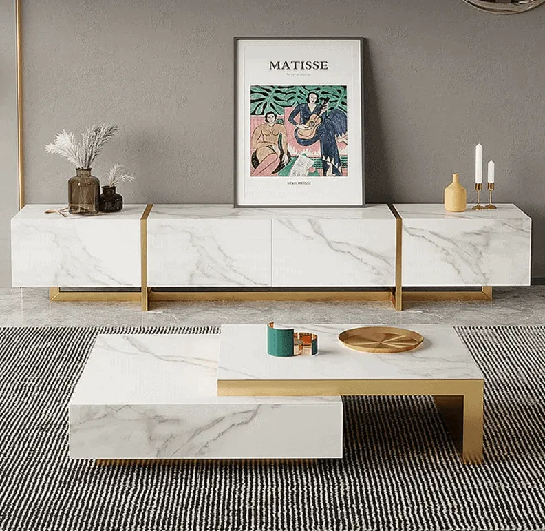 JANICE White Ceramic TV Stand