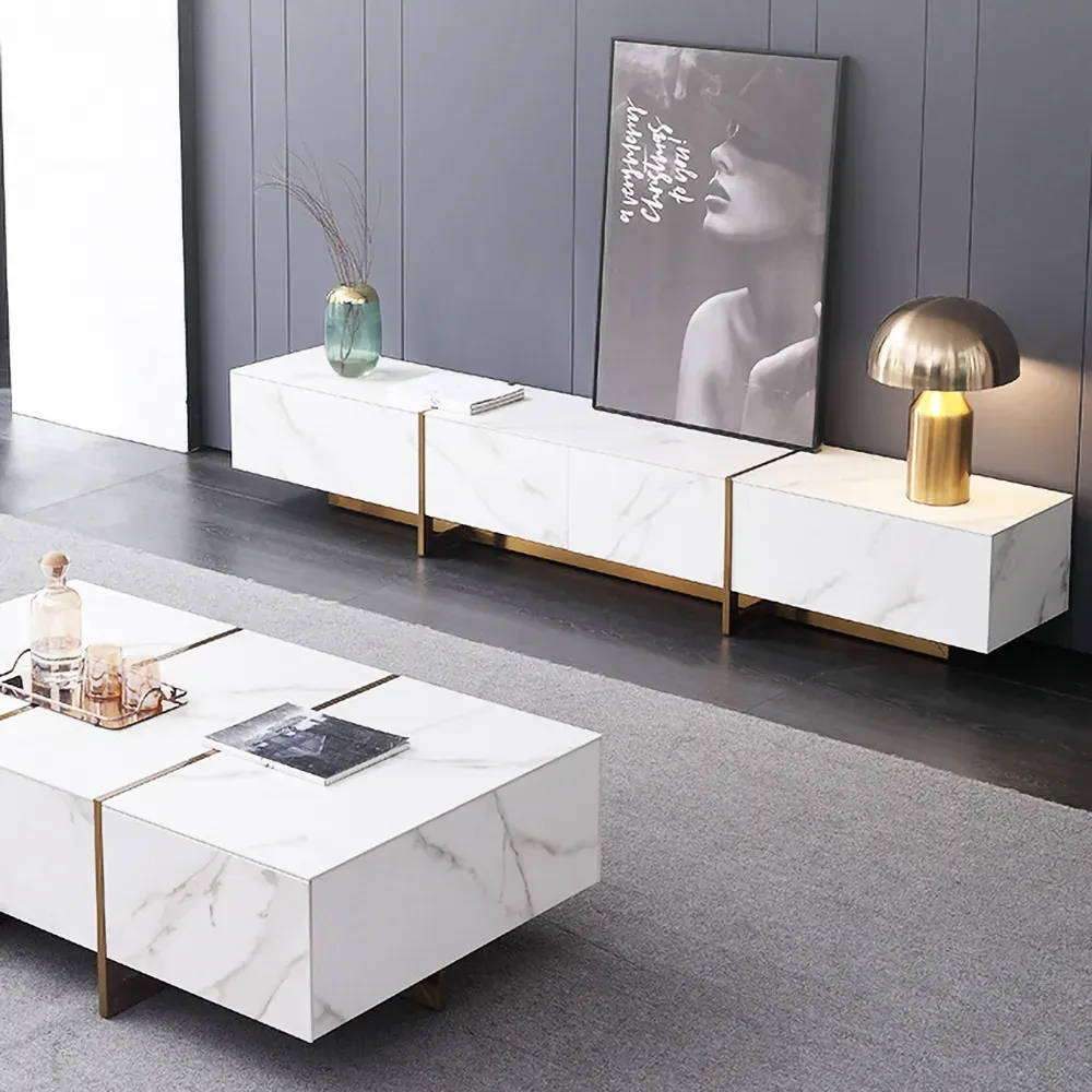 JANICE White Ceramic TV Stand