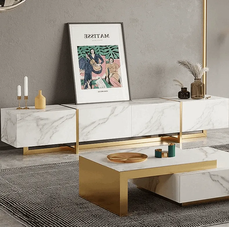 JANICE White Ceramic TV Stand