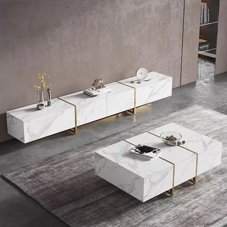 JANICE White Ceramic TV Stand