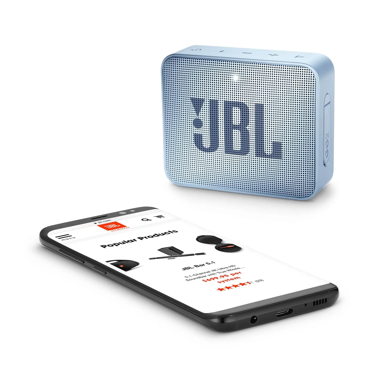 JBL Go 2 Bluetooth Portable Speaker - Ice Cube Cyan