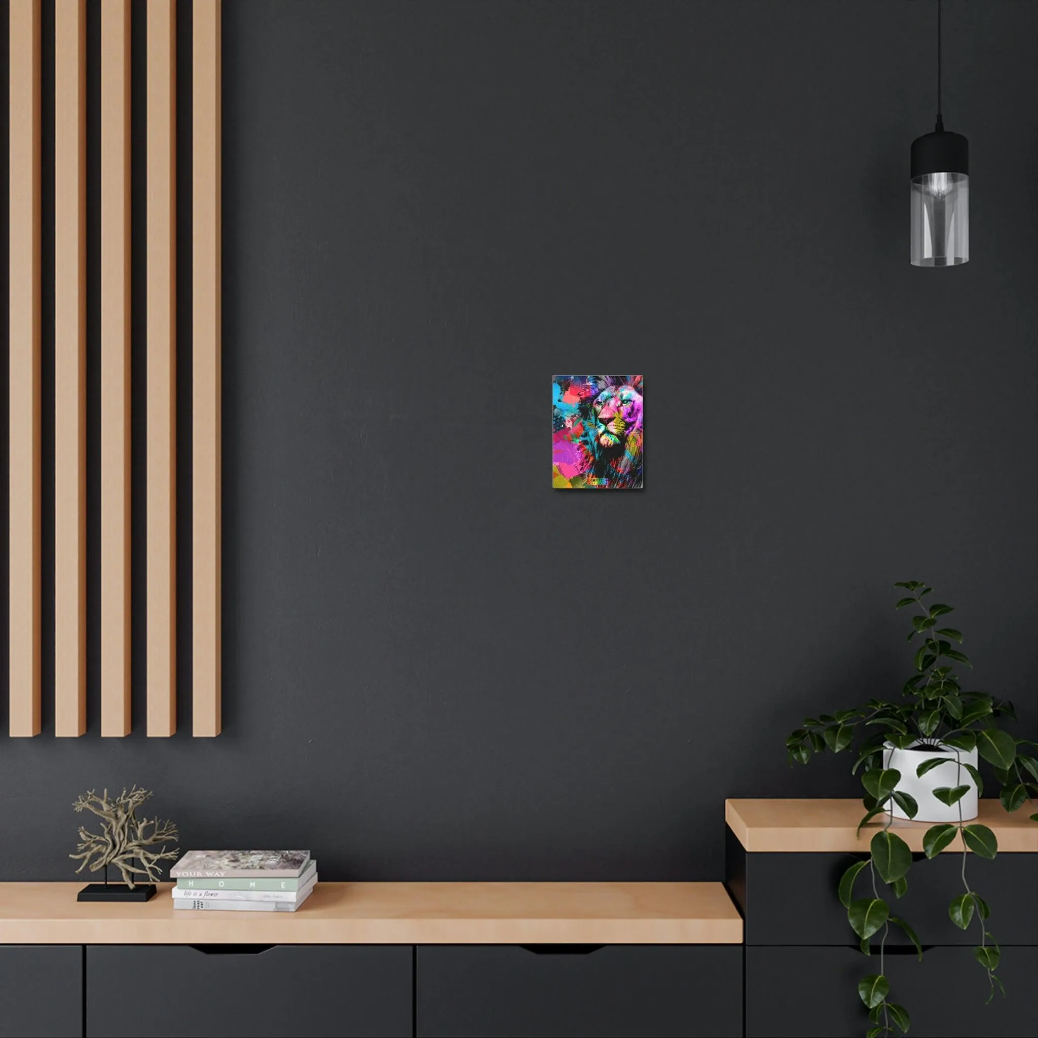 LGBTQ Rainbow Lion Satin Canvas, Stretched