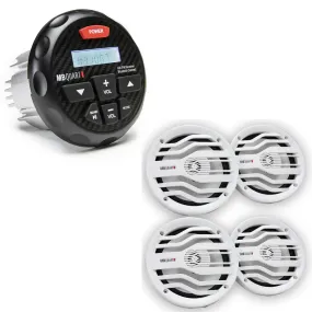 MB Quart GMR-3 Marine Digital Media Receiver & NK2-116W 6.5" 2-Way Coaxial Speakers (2 Pair)