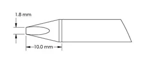 Metcal GTC-CH0018S 40° Chisel Solder Cartridge, 1.8 x 10mm