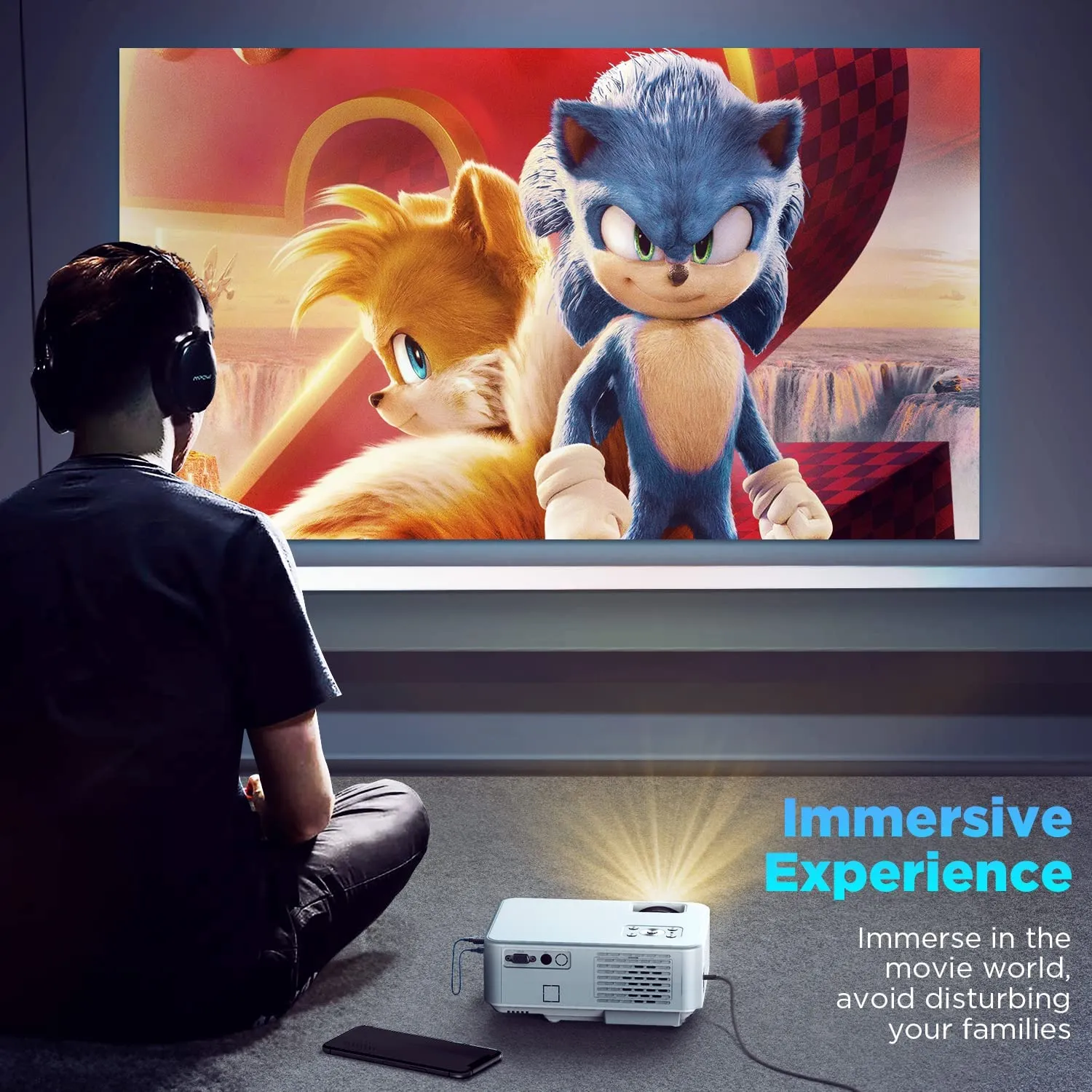 New Native 1080p 5G WiFi Projector with 8000LM, Full HD 1920*1080P video projector for Home Theater, Support 4K, Bluetooth connection, Compatible with iOS/Andriod Phone/TV stick/PC/USB/PS4/PS5