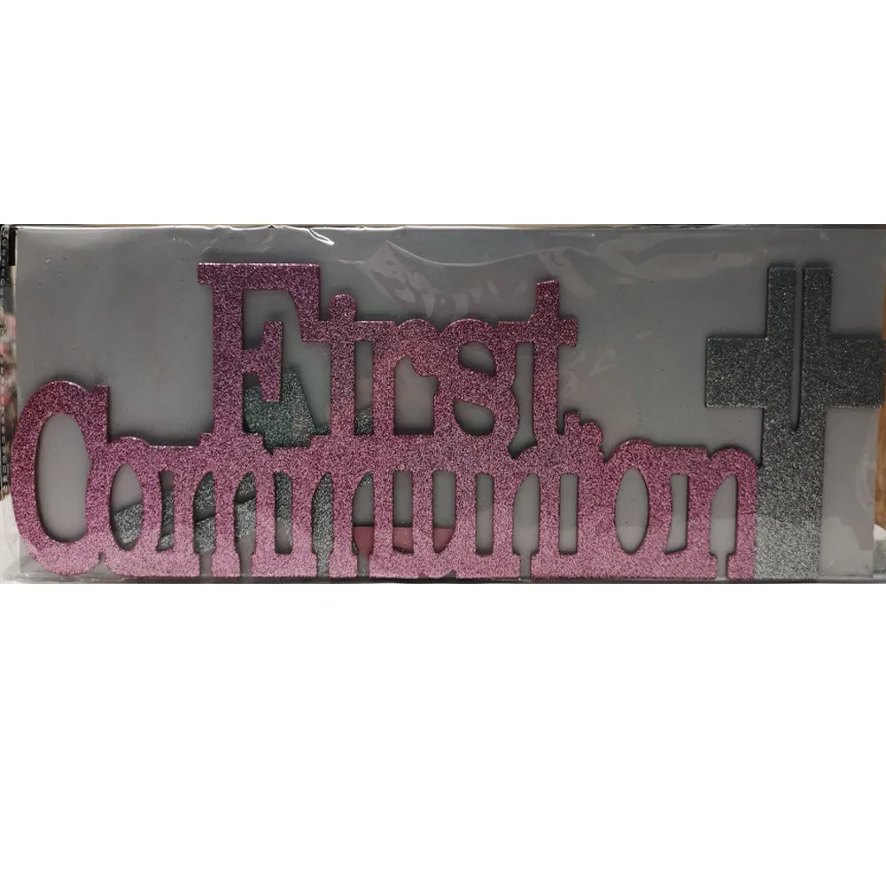Pink Glitter First Communion Table Decoration