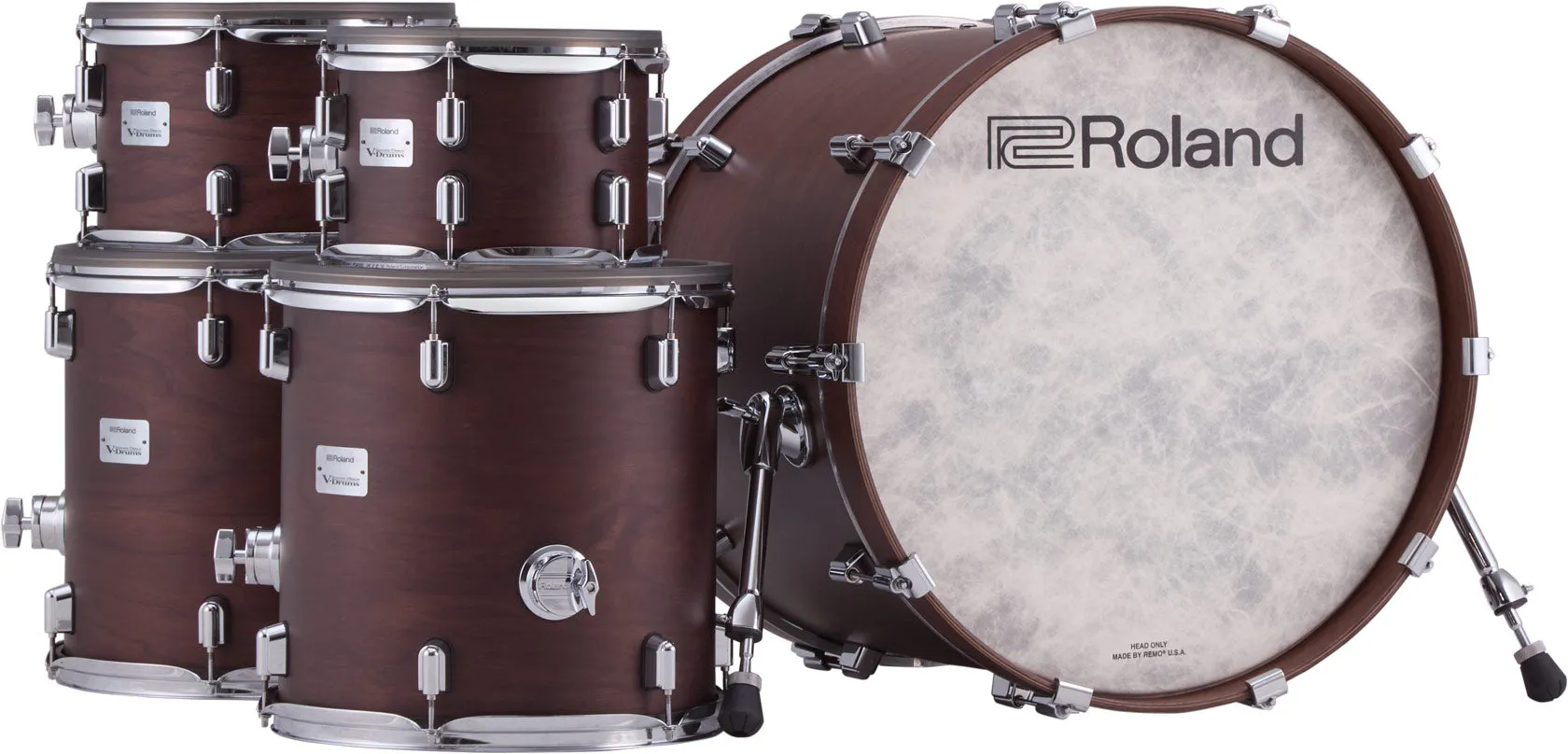 Roland VAD716 Electronic Drum Set, Satin Walnut